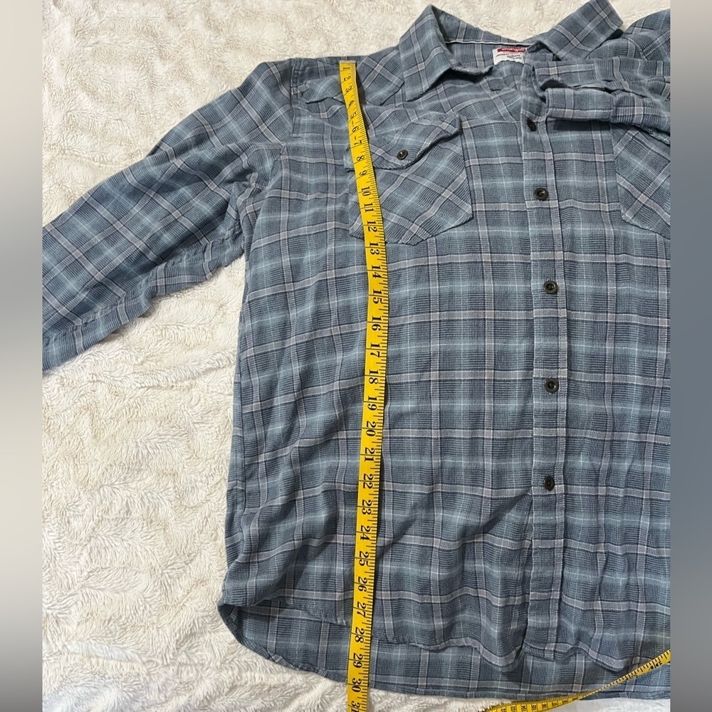 Wrangler Men's Blue Gray Checkered Button Down Shirt XXL - Picture 8 of 8